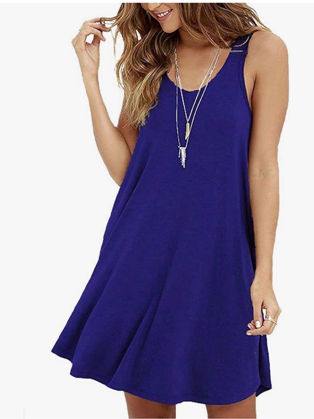 NWT Sleeveless Bluish purple Swing Mini Dress Flowy, Small
